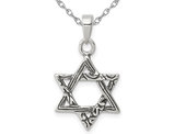 Antiqued Sterling Silver Star of David Pendant Necklace with Chain